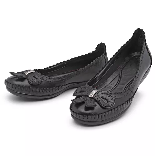 Sapatilha Feminina Top Franca Shoes Conforto Preto - Top Franca Shoes | Calçados Confortáveis em Couro