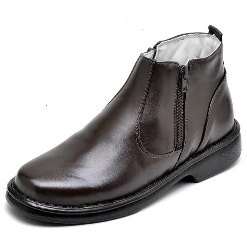 Bota Botina Social Masculino de Conforto Anatômico... - Top Franca Shoes | Calçados Confortáveis em Couro