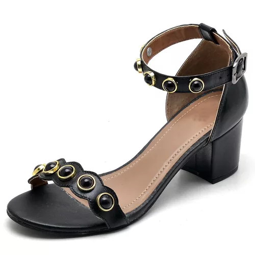Sandália Feminina Top Franca Shoes Salto Alto Gros... - Top Franca Shoes | Calçados Confortáveis em Couro