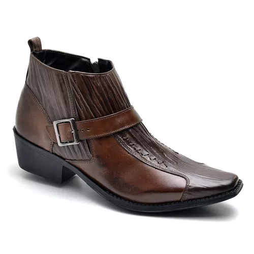 Bota Botina Social Country Reta Oposta Cafe - Top Franca Shoes | Calçados Confortáveis em Couro