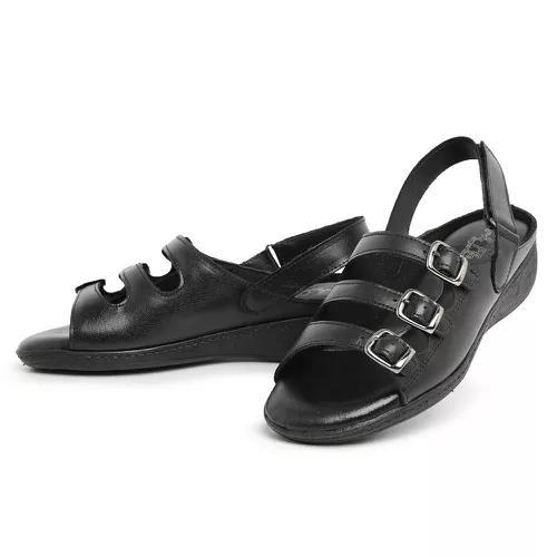 Sandália Top Franca Shoes Feminina Conforto Preto - Top Franca Shoes | Calçados Confortáveis em Couro