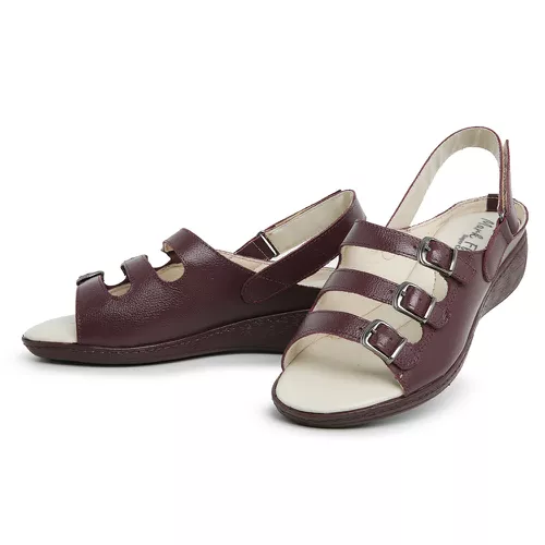 Sandália Top Franca Shoes Feminina Conforto Vinho - Top Franca Shoes | Calçados Confortáveis em Couro