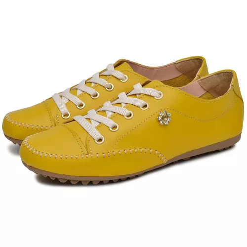 Mocatênis Feminino Top Franca Shoes Amarelo - Top Franca Shoes | Calçados Confortáveis em Couro