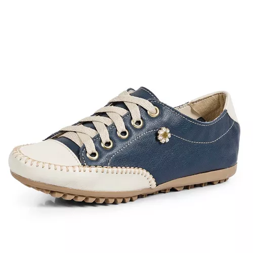 Mocatênis Feminino Top Franca Shoes Azul Marinho e... - Top Franca Shoes | Calçados Confortáveis em Couro