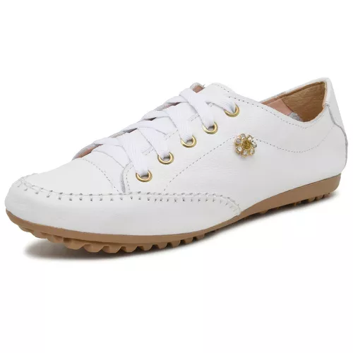 Mocatênis Feminino Top Franca Shoes Branco - Top Franca Shoes | Calçados Confortáveis em Couro