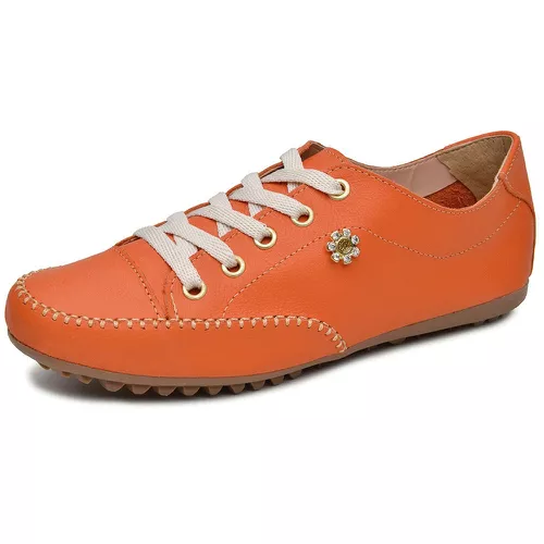 Mocatênis Feminino Top Franca Shoes Laranja - Top Franca Shoes | Calçados Confortáveis em Couro