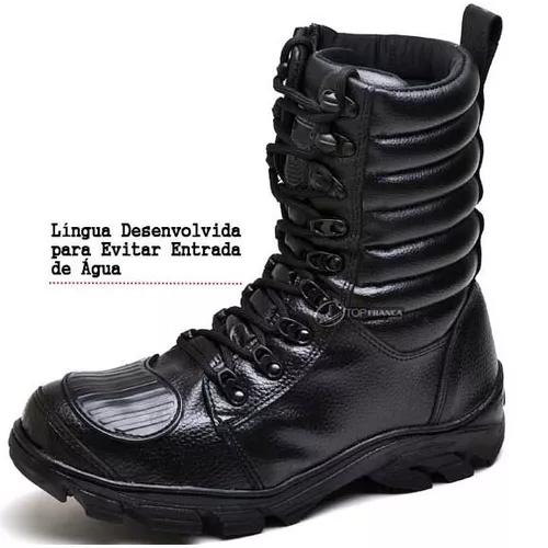 Bota Coturno Fulgore Militar Preta Tatico Cano Med... - Top Franca Shoes | Calçados Confortáveis em Couro
