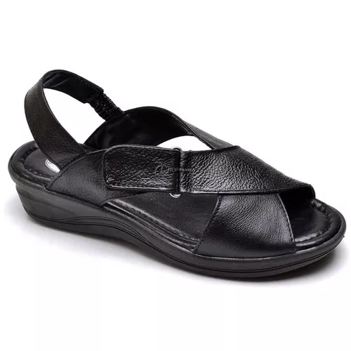Sandália Tamanco Conforto Anatomico Ortopédica Pre... - Top Franca Shoes | Calçados Confortáveis em Couro