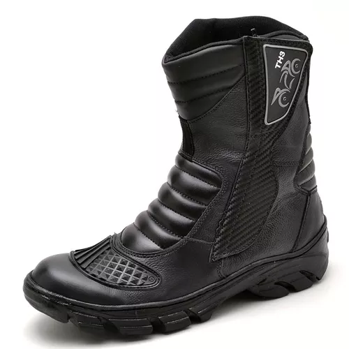 Bota Coturno Motociclista Couro Semi Impermeável P... - Top Franca Shoes | Calçados Confortáveis em Couro