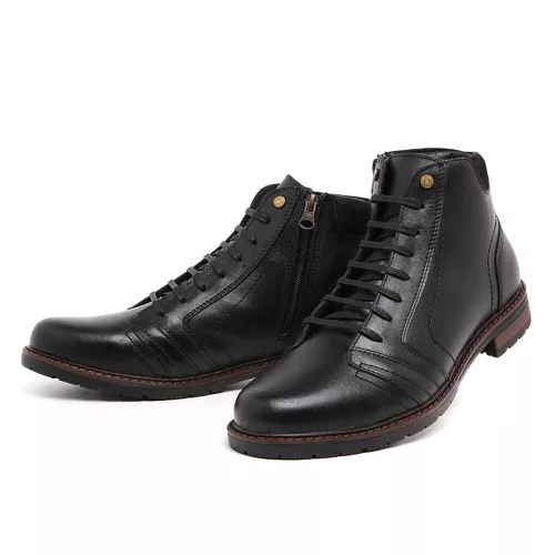 Bota Coturno Top Franca Shoes Preto - Top Franca Shoes | Calçados Confortáveis em Couro