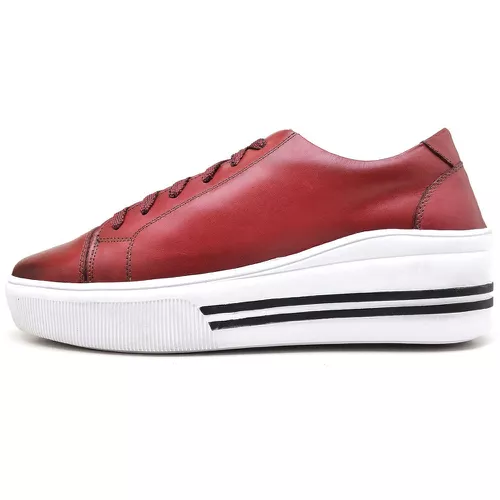 Sapatênis Casual Feminino Top Franca Shoes Vermelh... - Top Franca Shoes | Calçados Confortáveis em Couro