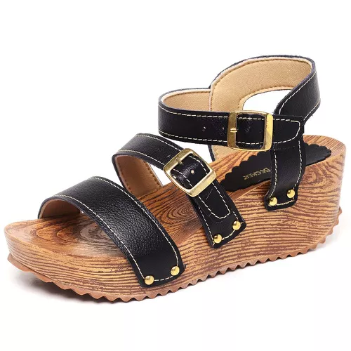 Sandália Feminina Plataforma AnaBela Salto Tratora... - Top Franca Shoes | Calçados Confortáveis em Couro