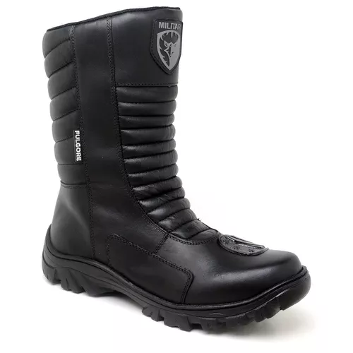 Coturno Militar Motociclista C/ Zíper Bota Tático ... - Top Franca Shoes | Calçados Confortáveis em Couro