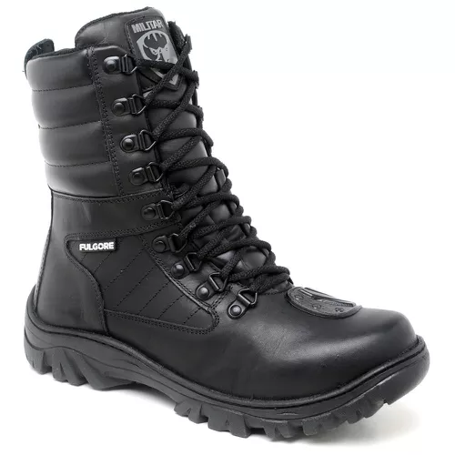 Coturno Militar Unissex C/ Zíper Bota Tático Motoc... - Top Franca Shoes | Calçados Confortáveis em Couro