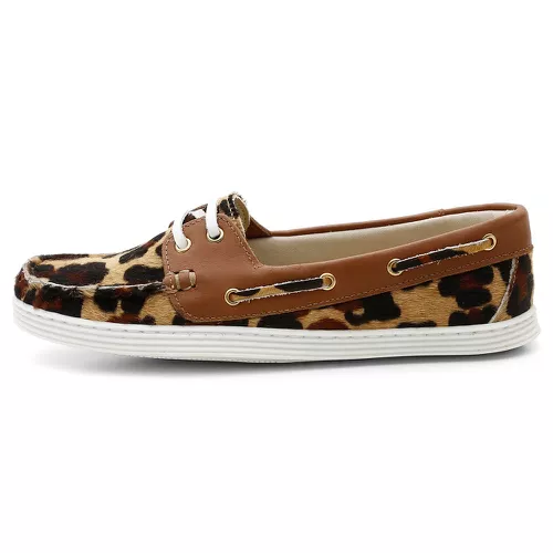 Sider Mocassim Feminino Top Franca Shoes Onça - Top Franca Shoes | Calçados Confortáveis em Couro