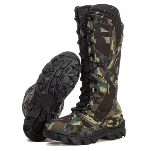 BOTA COTURNO MILITAR PARA CAÇA E PESCA CAMUFLADA - Top Franca Shoes | Calçados Confortáveis em Couro