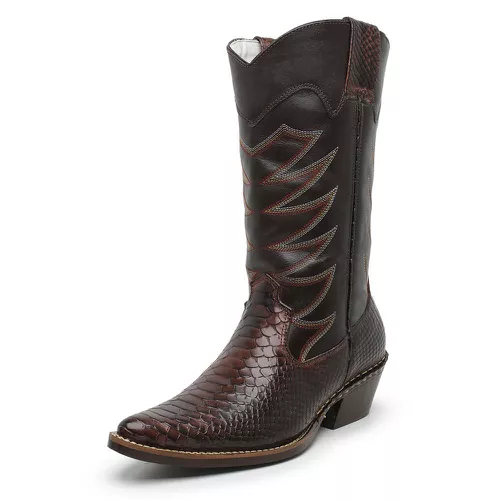 Bota Texana Country Masculina Escamada Cano Alto C... - Top Franca Shoes | Calçados Confortáveis em Couro