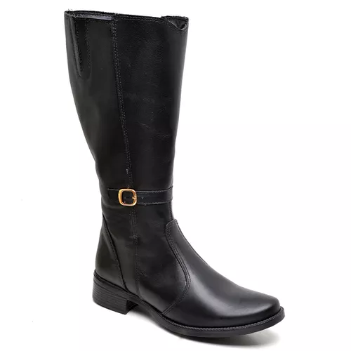 Bota Feminina Montaria Cano Alto Salto Baixo Gross... - Top Franca Shoes | Calçados Confortáveis em Couro