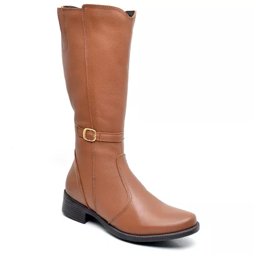 Bota Feminina Montaria Cano Alto Salto Baixo Gross... - Top Franca Shoes | Calçados Confortáveis em Couro
