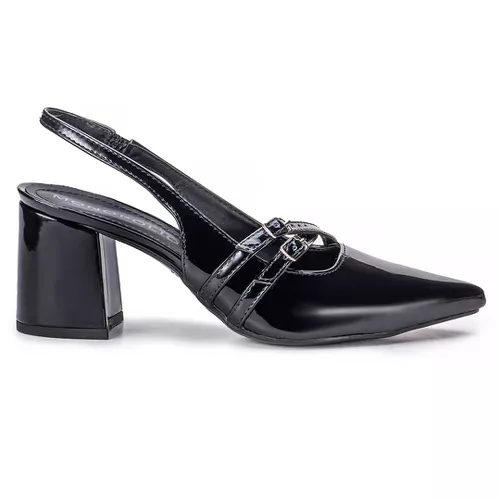 Scarpin Slingback Monopólio Lavy Verniz Preto - 10... - MONOPÓLIO SHOES 