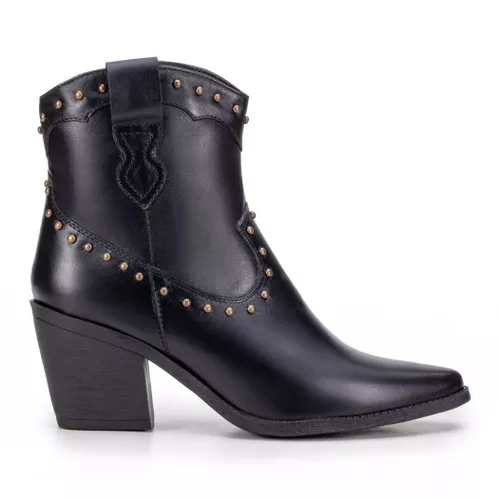 Bota Western Lya Em Couro Preto - 185011-1801 - MONOPÓLIO SHOES 