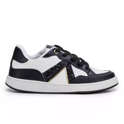 Tênis Monopólio One Branco Gliter Preto - EC585-5... - MONOPÓLIO SHOES 
