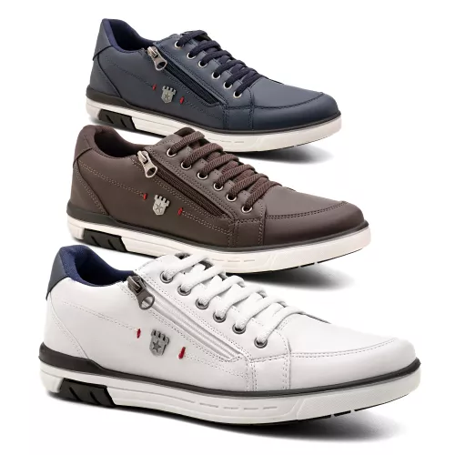 Kit Casual 3 Sapatênis Calce Fácil Franshoes 189 - FRANSHOES