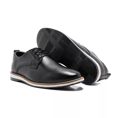 Sapato Social Derby Lightness em Atacador - Preto - FRANSHOES