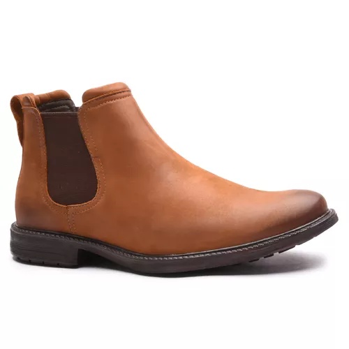 Botina em Couro Masculina Vintage Cacau - 701005-4... - AGRESSIVO