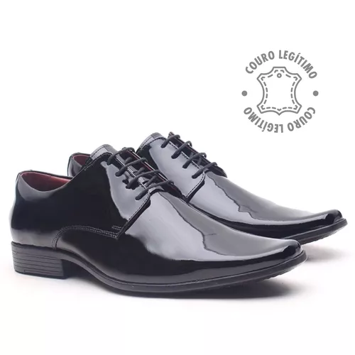 Sapato Social em Couro Verniz Preto - 0360PU - ELITEDOSPES