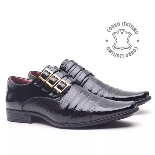 Sapato Social em Couro Verniz Preto - 0461APU - ELITEDOSPES
