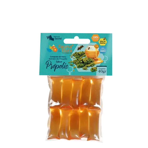 Mel com Própolis em Sachê - 12 cartelas de 40g cad... - Fauna e Flora l Sua Loja Online de Produtos Naturais