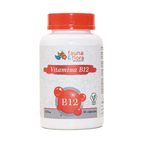 Vitamina B12 500mg 30 cápsulas - Fauna e Flora l Sua Loja Online de Produtos Naturais