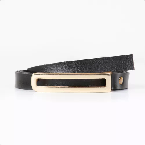 Cinto Feminino Fivela Retangular Preto - Immateriale Bolsas