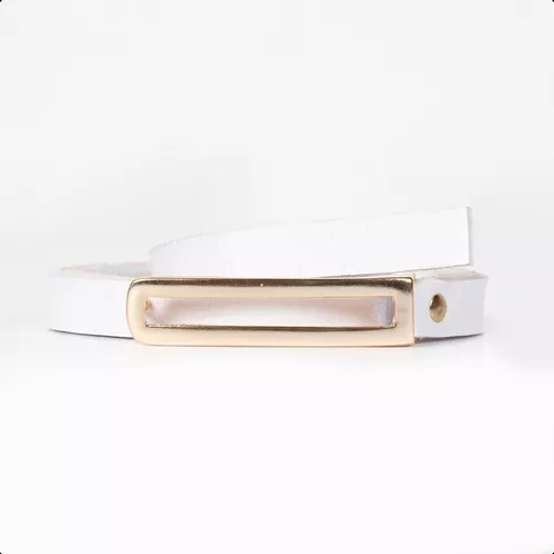 Cinto Feminino Fivela Retangular Branco - Immateriale Bolsas