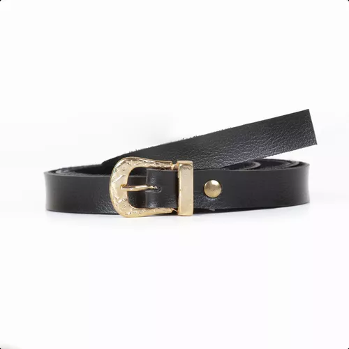 Cinto Feminino Fivela Com Detalhes Preto - Immateriale Bolsas