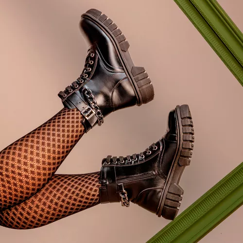 Bota Coturno Molly Feminina Angel Cano Curto com C... - MOLLY