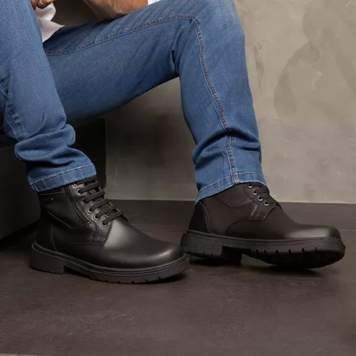 Bota Coturno Masculino Casual Social Zíper Lateral... - PEDWAY