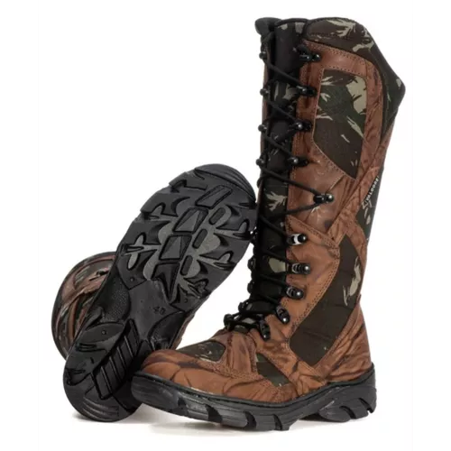 BOTA COTURNO MILITAR PARA CAÇA E PESCA TERRA - Top Franca Shoes | Calçados Confortáveis em Couro