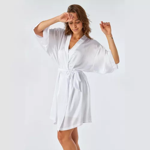 Robe Acetinado Branco - Viúva Negra Underwear