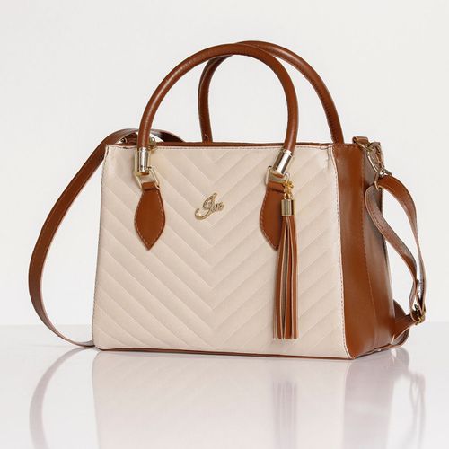 Bolsa Sonhos Bicolor Marfim com Caramelo