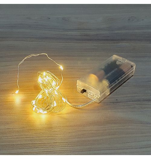 Fio Fada de Led 2 mts 20 lâmpadas (com 2 pilhas) - Amarela