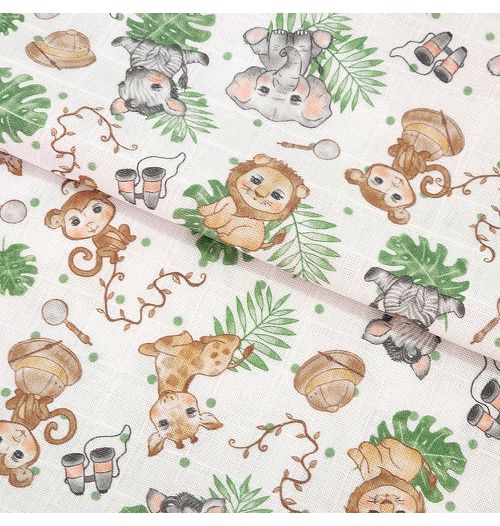 Fralda quadriculada estampada exclusiva Safari menino - (por metro)