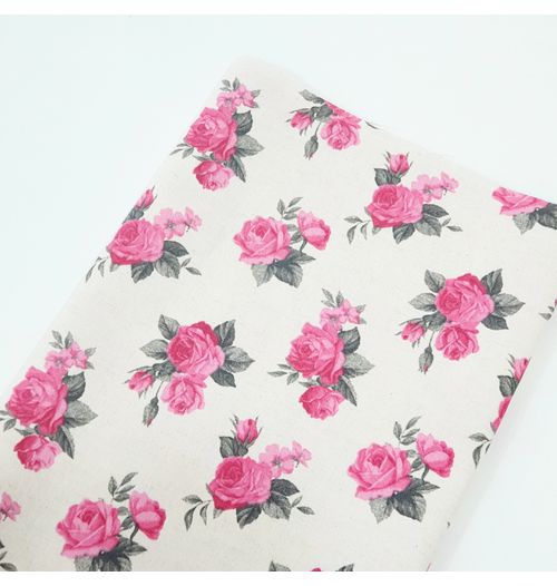 Tecido Linho Misto Estampado - Floral Pink