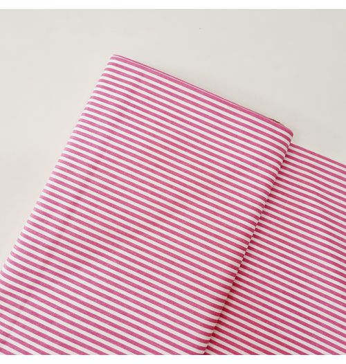Tecido Tricoline 100% algodão listras finas - pink