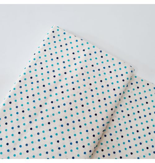 Tecido Tricoline 100% algodão poá - marinho e azul claro