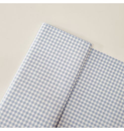 Tecido Tricoline 100% algodão xadrez pequeno - azul claro