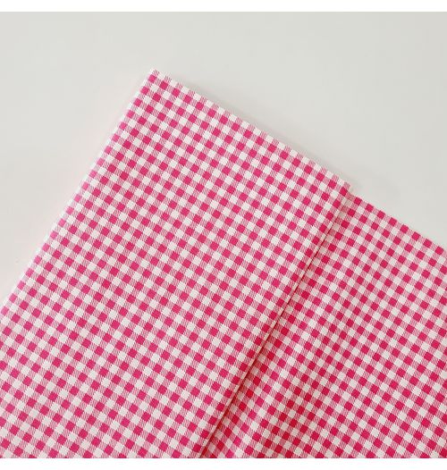 Tecido Tricoline 100% algodão xadrez pequeno - pink