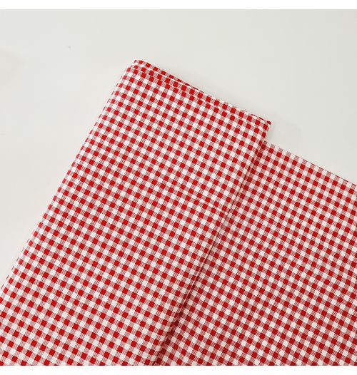 Tecido Tricoline 100% algodão xadrez pequeno - vermelho
