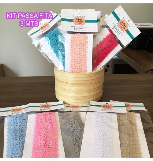 Kit Passa Fita Crochê 34 (23 cores) - (pacte de 3 mts cada)